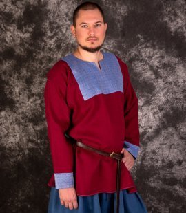 Linen tunic with diamond twill hems