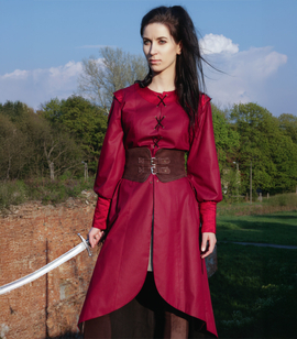 RED SHIELDMAIDEN - women battle coat made of shiny cotton