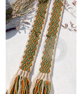 Birka multicolored fringe belt, handwoven from 100% wool