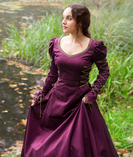 MEDIEVAL DREAM - satin cotton fantasy laced dress inspired by Middle Ages and Renaissance