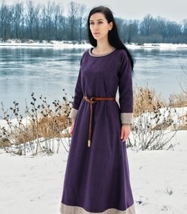 Scandinavian wool overdress, decorated with a tablet trim and wool trims