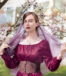 Fantasy semi-circular chiffon veil-scarf