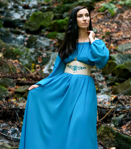 WINIFRED — Fantasy three-piece costume set with dresses and embroidered corset belt