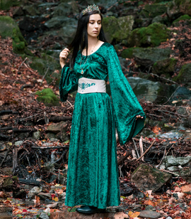 Elven velvet fantasy dress with wide sleeves