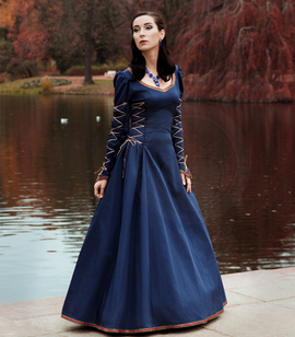 MEDIEVAL DREAM - satin cotton fantasy laced dress inspired by Middle Ages and Renaissance