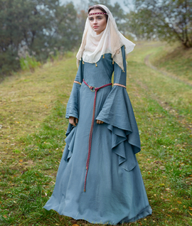 CELTIC FOREST - linen laced fantasy dress with wide sleeves