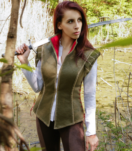 SHANI LEKARKA - Damski wełniany kaftanik bojowy do cosplay Shani z Wiedzmina