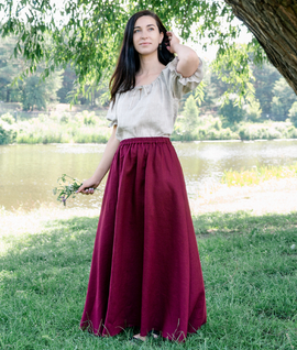 High-waisted linen maxi skirt with elastic waistband