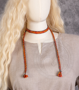 Handwoven wool braided folk choker necklace