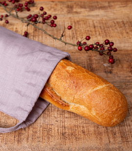 Reusable eco linen baguette bag 18x60 cm