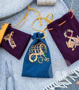 Embroidered Viking wool coin purse