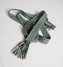Early medieval hand-woven belt with fringes made of 100% wool