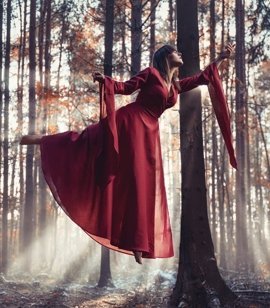 MELISSANDRE - Fantasy linen wrap dress with wide sleeves